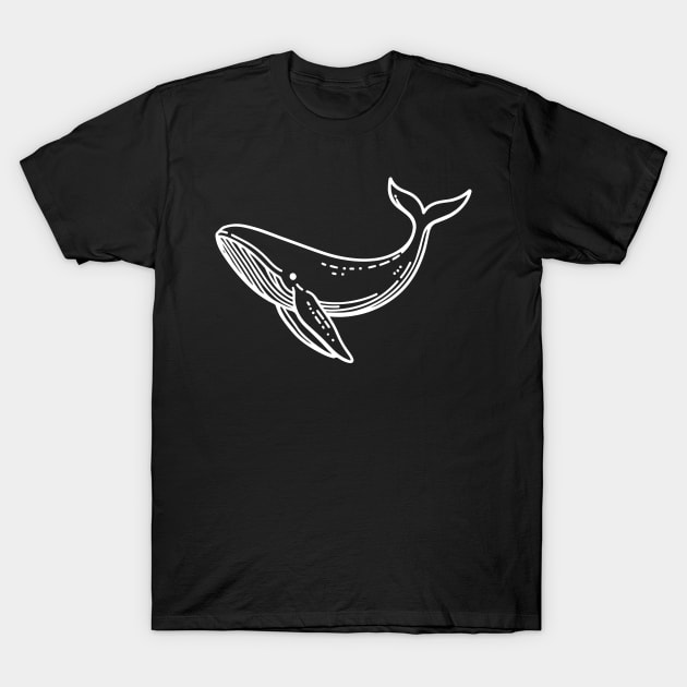 Whale Line Art (White Line Version) T-Shirt by inotyler